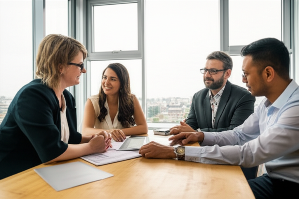 Service providers consulting with clients